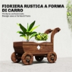 FIORIERA IN LEGNO A CARRETTO CON 4 RUOTE, MANIGLIA E FORI DI DRENAGGIO, 68X38X52 CM, LEGNO
