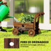 FIORIERA IN LEGNO A CARRETTO CON 4 RUOTE, MANIGLIA E FORI DI DRENAGGIO, 68X38X52 CM, LEGNO