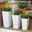 SET 3 VASI DA ESTERNO IMPILABILI CON MOTIVO ONDULATO IN PLASTICA, 42/55/65 CM, BIANCO