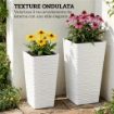 SET 3 VASI DA ESTERNO IMPILABILI CON MOTIVO ONDULATO IN PLASTICA, 42/55/65 CM, BIANCO