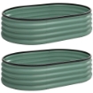 SET DI 2 AIUOLE RIALZATE IN METALLO GALVANIZZATO CON BORDO IN GOMMA E DESIGN MODULARE, 135X90X30 CM VERDE