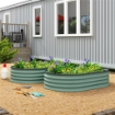 SET DI 2 AIUOLE RIALZATE IN METALLO GALVANIZZATO CON BORDO IN GOMMA E DESIGN MODULARE, 135X90X30 CM VERDE