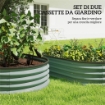 SET DI 2 AIUOLE RIALZATE IN METALLO GALVANIZZATO CON BORDO IN GOMMA E DESIGN MODULARE, 135X90X30 CM VERDE