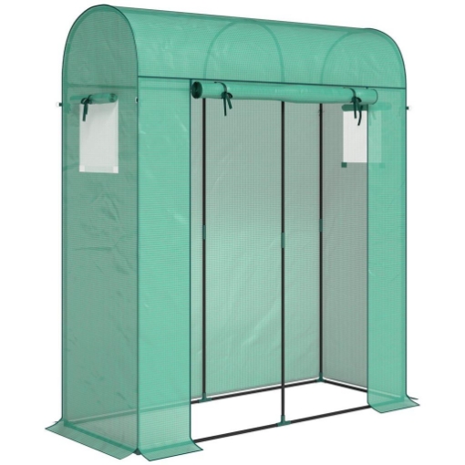 SERRA DA GIARDINO CON RIVESTIMENTO IN PE, PORTA AVVOLGIBILE E FINESTRE A RETE, 170X68X200 CM, VERDE
