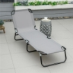 SDRAIO DA GIARDINO PIEGHEVOLE CON SCHIENALE REGOLABILE, ACCIAIO E TESSUTO OXFORD, 188X56X28CM, GRIGIO
