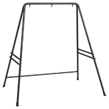 SUPPORTO PER AMACA E POLTRONA A UOVO IN ACCIAIO CON GAMBE AD A E AGGANCI SINGOLI E DOPPI, 178X143X180 CM, NERO