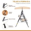 DONDOLO DA GIARDINO A 3 POSTI CON TETTUCCIO, SEDUTA TRASPIRANTE E TELAIO IN ACCIAIO, BEIGE