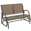 PANCHINA A DONDOLO 2 POSTI DA GIARDINO IN METALLO E TESSUTO A RETE, 120X70X85 CM, MARRONE CHIARO