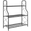 PORTAPIANTE A 3 LIVELLI PER INTERNI ED ESTERNI IN METALLO, 69X28.5X78 CM, NERO