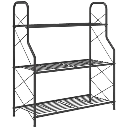 PORTAPIANTE A 3 LIVELLI PER INTERNI ED ESTERNI IN METALLO, 69X28.5X78 CM, NERO