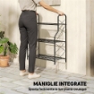 PORTAPIANTE A 3 LIVELLI PER INTERNI ED ESTERNI IN METALLO, 69X28.5X78 CM, NERO