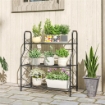 PORTAPIANTE A 3 LIVELLI PER INTERNI ED ESTERNI IN METALLO, 69X28.5X78 CM, NERO
