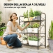 PORTAPIANTE A 3 LIVELLI PER INTERNI ED ESTERNI IN METALLO, 69X28.5X78 CM, NERO