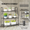 PORTAPIANTE A 3 LIVELLI PER INTERNI ED ESTERNI IN METALLO, 69X28.5X78 CM, NERO