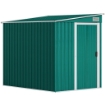CAPANNO ATTREZZI IN METALLO 1.5X2M CON BASE, PORTA SCORREVOLE E TETTO INCLINATO, VERDE