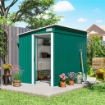 CAPANNO ATTREZZI IN METALLO 1.5X2M CON BASE, PORTA SCORREVOLE E TETTO INCLINATO, VERDE