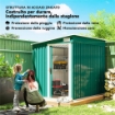 CAPANNO ATTREZZI IN METALLO 1.5X2M CON BASE, PORTA SCORREVOLE E TETTO INCLINATO, VERDE