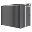 CAPANNO ATTREZZI IN METALLO 1.5X2M CON BASE, PORTA SCORREVOLE E TETTO INCLINATO, GRIGIO SCURO