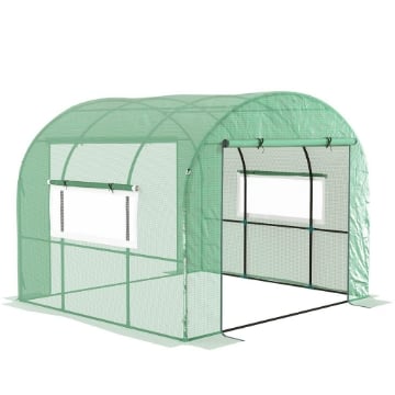 SERRA A TUNNEL PER ORTO 3X3X2 M IN ACCIAIO E PE ANTI UV CON PORTE AVVOLGIBILI E FINESTRE, VERDE
