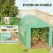 SERRA A TUNNEL PER ORTO 3X2X2 M IN ACCIAIO E PE ANTI UV CON PORTE AVVOLGIBILI E FINESTRE, VERDE