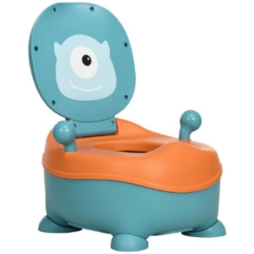 VASINO PER BAMBINI DA 6 MESI A FORMA DI ALIENO, SEDUTA ERGONOMICA, SCHIENALE E VASCHETTA RIMOVIBILE, BLU