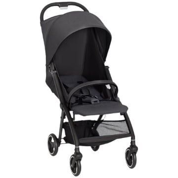 PASSEGGINO PER BAMBINI 0-3 ANNI PIEGHEVOLE E LEGGERO CON SCHIENALE REGOLABILE, CAPOTTINA, CESTINO, GRIGIO SCURO