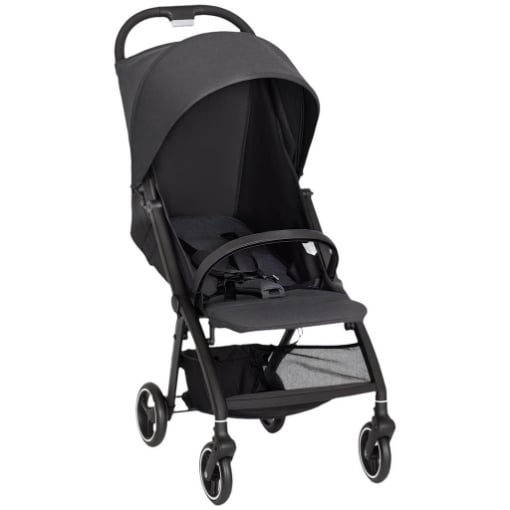 PASSEGGINO PER BAMBINI 0-3 ANNI PIEGHEVOLE E LEGGERO CON SCHIENALE REGOLABILE, CAPOTTINA, CESTINO, GRIGIO SCURO
