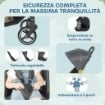PASSEGGINO PER BAMBINI 0-3 ANNI PIEGHEVOLE E LEGGERO CON SCHIENALE REGOLABILE, CAPOTTINA, CESTINO, GRIGIO SCURO