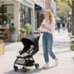 PASSEGGINO PER BAMBINI 0-3 ANNI PIEGHEVOLE E LEGGERO CON SCHIENALE REGOLABILE, CAPOTTINA, CESTINO, GRIGIO SCURO