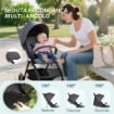 PASSEGGINO PER BAMBINI 0-3 ANNI PIEGHEVOLE E LEGGERO CON SCHIENALE REGOLABILE, CAPOTTINA, CESTINO, GRIGIO SCURO