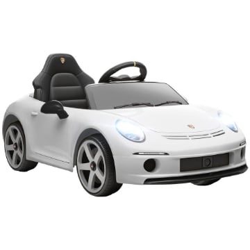 MACCHINA PER BAMBINI 3-5 ANNI CON LICENZA UFFICIALE RUF GT, TELECOMANDO, CINTURA DI SICUREZZA E MUSICA, BIANCO