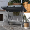 DONDOLO DA GIARDINO A 3 POSTI IN METALLO CON TETTO PARASOLE RIMOVIBILE, 171X108X154 CM, GRIGIO SCURO