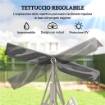 DONDOLO DA GIARDINO A 3 POSTI IN METALLO CON TETTO PARASOLE RIMOVIBILE, 171X108X154 CM, GRIGIO SCURO