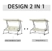 DONDOLO LETTO DA GIARDINO 3 POSTI CON TETTO REGOLABILE E 2 PORTABICCHIERI, 200X120X164 CM, CREMA