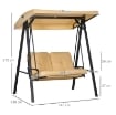 DONDOLO 2 POSTI IN ACCIAIO E TESSUTO TESLIN CON TETTUCCIO REGOLABILE E CUSCINI, 138X106X174 CM, BEIGE