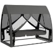 DONDOLO DA GIARDINO 2 IN 1 CONVERTIBILE IN LETTO CON CUSCINI E ZANZARIERA, 240X140X197 CM, GRIGIO