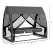 DONDOLO DA GIARDINO 2 IN 1 CONVERTIBILE IN LETTO CON CUSCINI E ZANZARIERA, 240X140X197 CM, GRIGIO