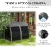 DONDOLO DA GIARDINO 2 IN 1 CONVERTIBILE IN LETTO CON CUSCINI E ZANZARIERA, 240X140X197 CM, GRIGIO