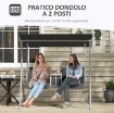 DONDOLO 2 POSTI CON TAVOLINO E PORTABICCHIERI, IN METALLO E POLIESTERE, 175X110X165 CM, GRIGIO