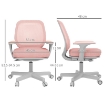 SEDIA DA UFFICIO ERGONOMICA E RECLINABILE AD ALTEZZA REGOLABILE CON 5 ROTELLE, 55X48X82.5-94.5 CM, ROSA