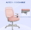 SEDIA DA UFFICIO ERGONOMICA E RECLINABILE AD ALTEZZA REGOLABILE CON 5 ROTELLE, 55X48X82.5-94.5 CM, ROSA