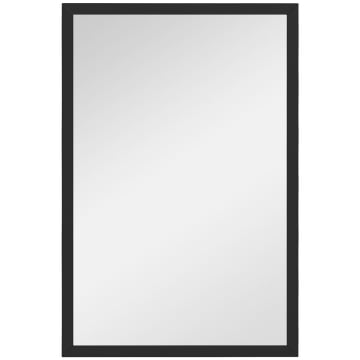 SPECCHIO DA PARETE RETTANGOLARE CON GANCI, IN VETRO E MDF, 40X60 CM, NERO