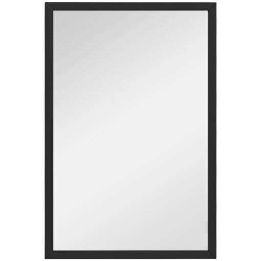 SPECCHIO DA PARETE RETTANGOLARE CON GANCI, IN VETRO E MDF, 40X60 CM, NERO