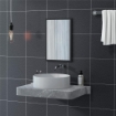 SPECCHIO DA PARETE RETTANGOLARE CON GANCI, IN VETRO E MDF, 40X60 CM, NERO