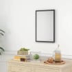 SPECCHIO DA PARETE RETTANGOLARE CON GANCI, IN VETRO E MDF, 40X60 CM, NERO