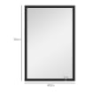 SPECCHIO DA PARETE RETTANGOLARE CON GANCI, IN VETRO E MDF, 40X60 CM, NERO