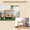 CARRELLO PORTAVIVANDE DA GIARDINO IN LEGNO CON 2 RIPIANI E PORTABOTTIGLIE, 95X47X74 CM, COLOR LEGNO