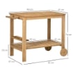 CARRELLO PORTAVIVANDE DA GIARDINO IN LEGNO CON 2 RIPIANI E PORTABOTTIGLIE, 95X47X74 CM, COLOR LEGNO