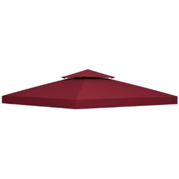 TETTO DI RICAMBIO PER GAZEBO 3X3 M A 2 LIVELLI E ANTI UV IN POLIESTERE CON PRESA D'ARIA, ROSSO