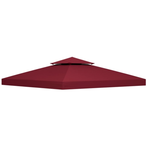 TETTO DI RICAMBIO PER GAZEBO 3X3 M A 2 LIVELLI E ANTI UV IN POLIESTERE CON PRESA D'ARIA, ROSSO
